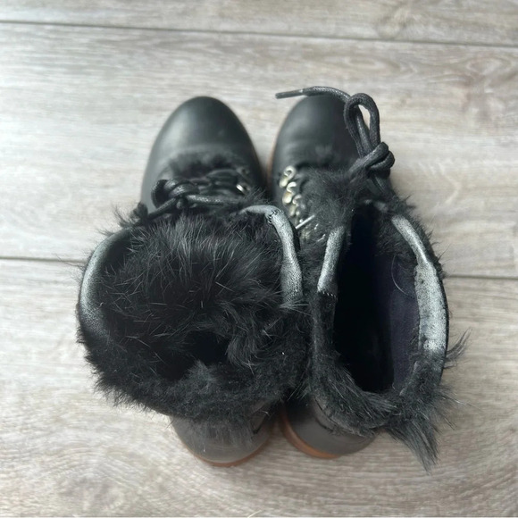Rudsak Black Leather Lace Up Fur Winter Boots Made in Italy - Picture 9 of 16
